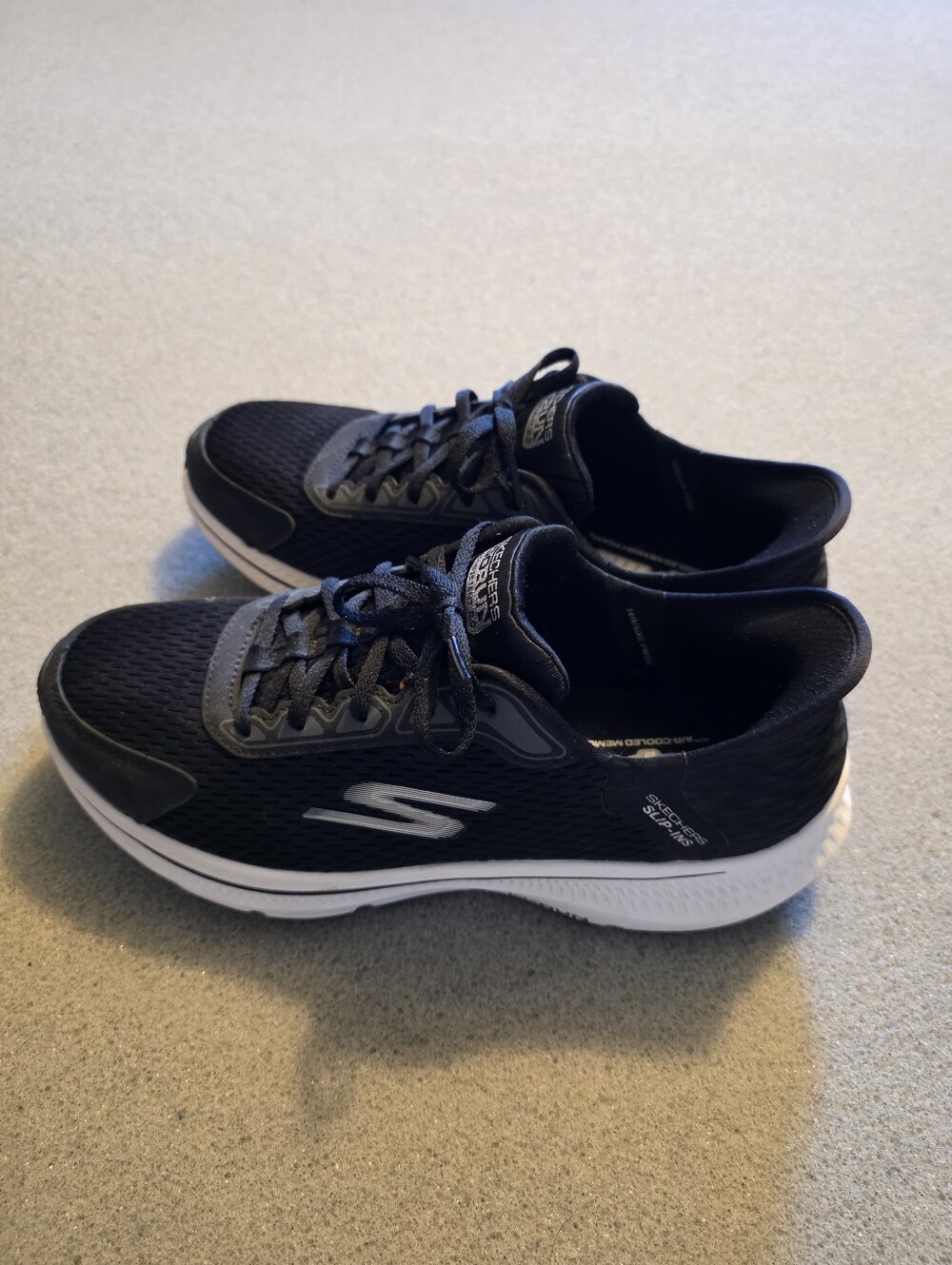 Skechers Women's Black and White Slip-Resistant Athletic Sneakers